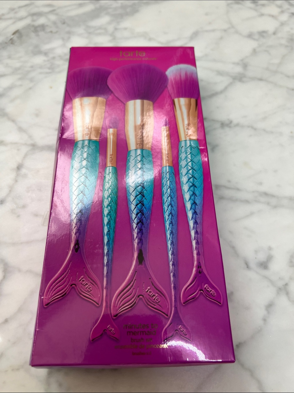 tarte Minutes to Mermaid Tail Brush Set - Teal Handles & Pink/Purple Heads